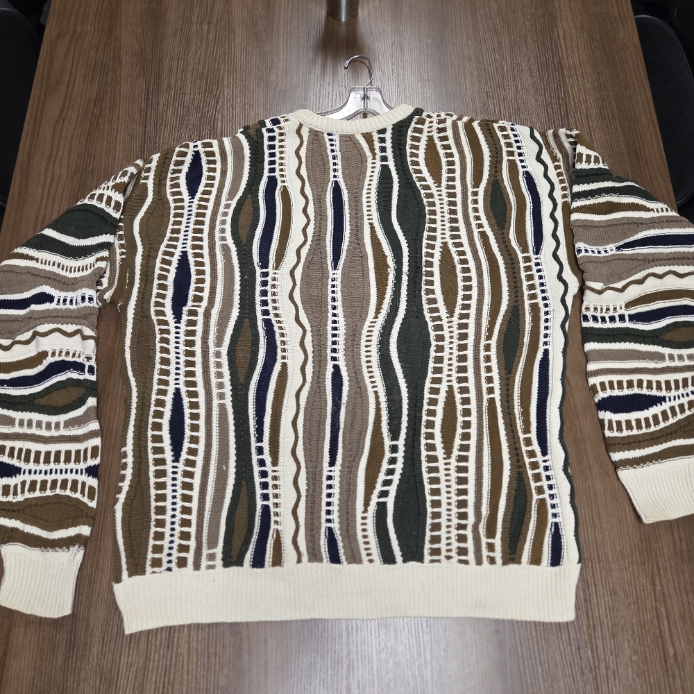 Vintage Old Glory Sweater Mens 2XL Multicolor 3D Knit 3D Style Made USA 90s - Picture 2 of 9